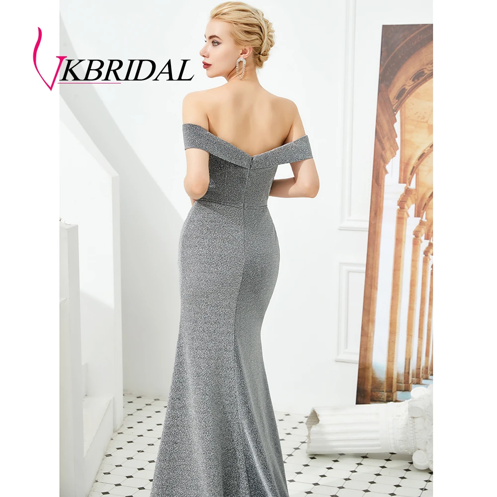 VKbridal сексуальное платье с открытым плечом и Высоким Разрезом Длинное Сверкающее вечернее платье Русалка платья блестящие платья подружки невесты Плюс Размер