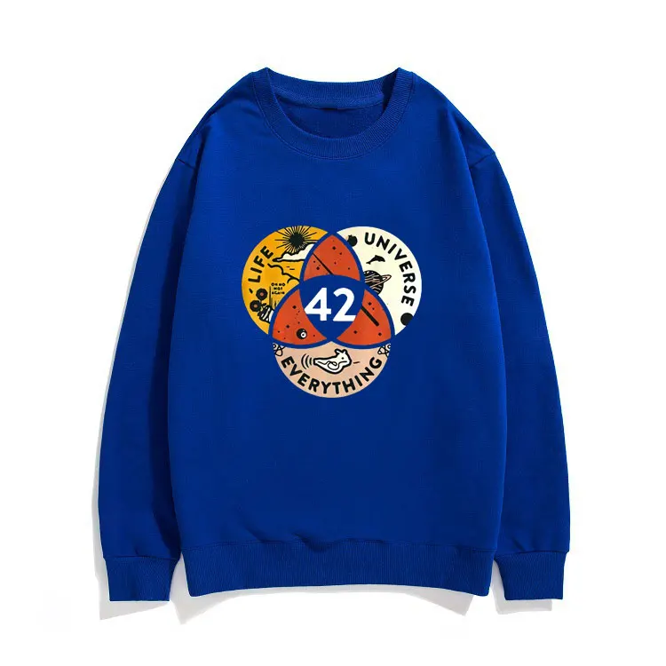 

42 The Answer To Life The Universe and Everything Douglas Adams Black Men's Sweatshirt Womens Soft Pullover Casual Loose Unisex