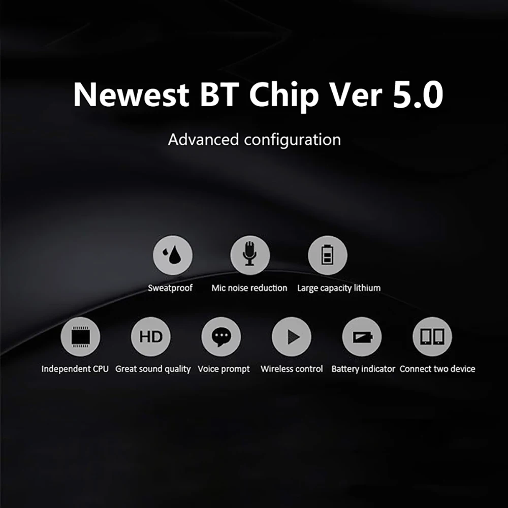 Спортивные Bluetooth V5.0 наушники беспроводные наушники-вкладыши с шумоподавлением