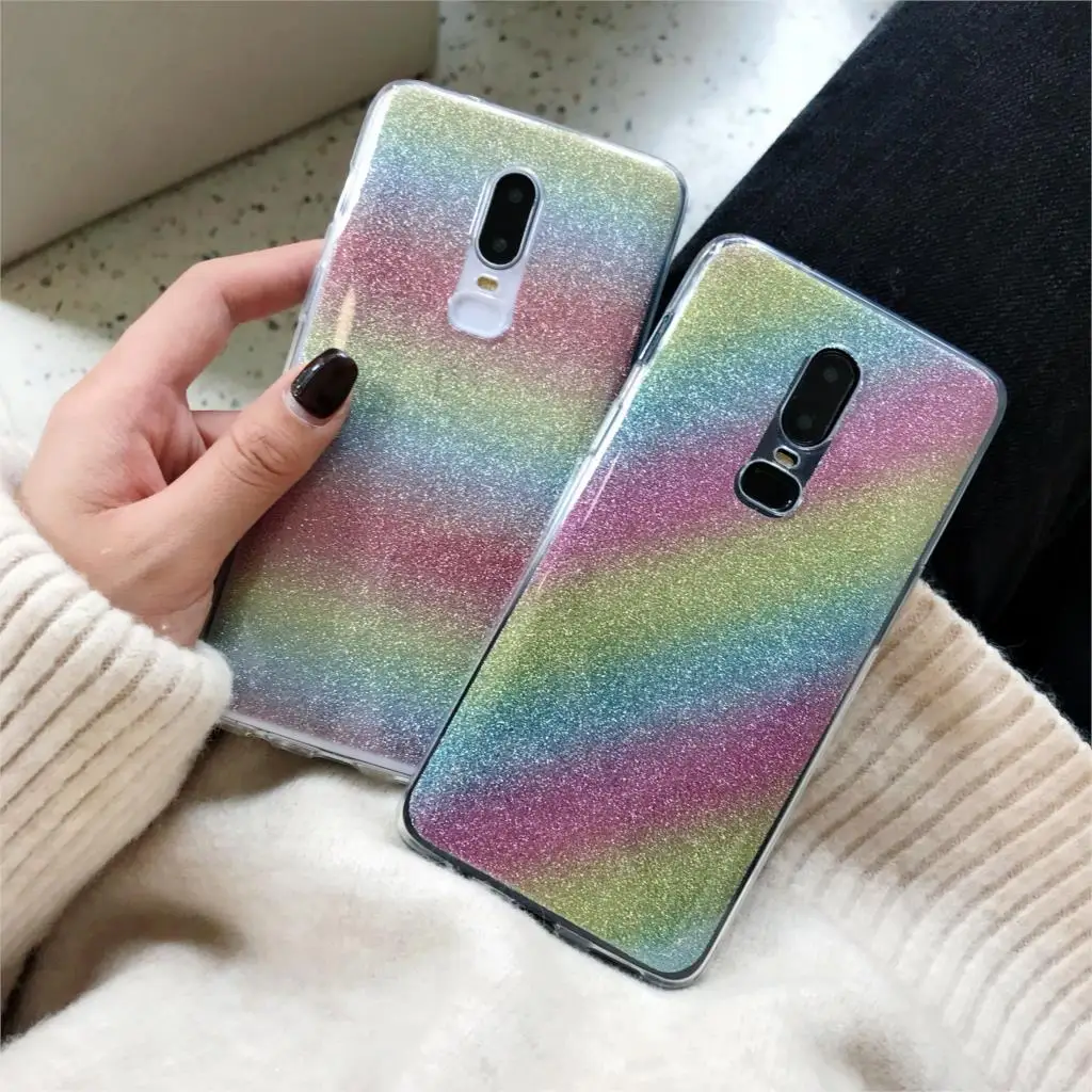 Градиентный чехол с блестками для OnePlus 6 6T 5T 7 Meizu S6 M3 M5 M8 X8 Note M5S M6T U10 U20