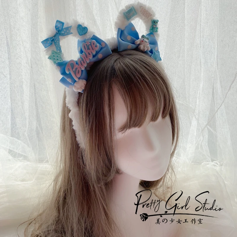 

Dream Princess Blue Lolita Cute Bow Bear Hair Band Hairpin Brooch Cosplay Sweet Soft Girl Kawaii Top Hat Side Clip Headdress