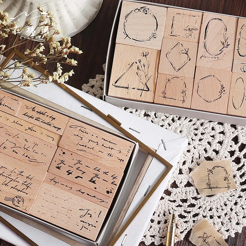 Винтажные стихи и расстояние растение цветок этикетка украшение штамп DIY