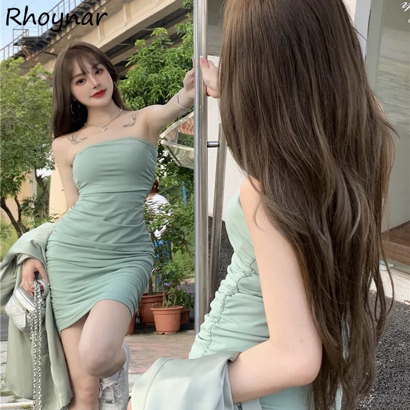 

Sleeveless Dress Women Sexy Slim Chest Wrapping Summer Mini Breathe American Style Vestidos Party Fashion All Match Design Mujer