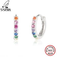 ssteel korean earrings 925 sterling silver hoop earring for women accessories color zircon personalized fashion gold earings