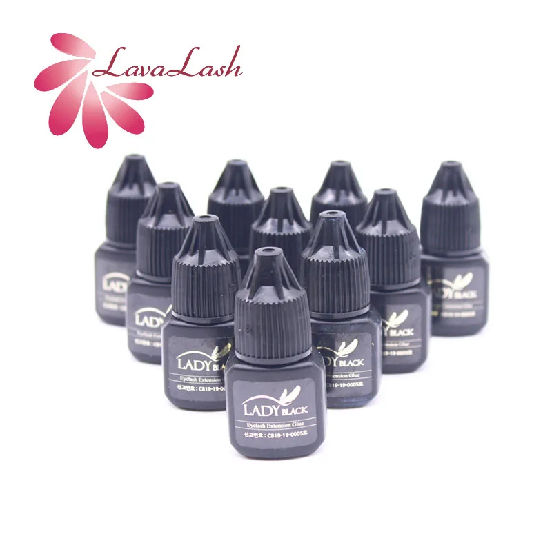 10 бутылок Дамский черный клей 5 мл/бутылка для наращивания ресниц низкая