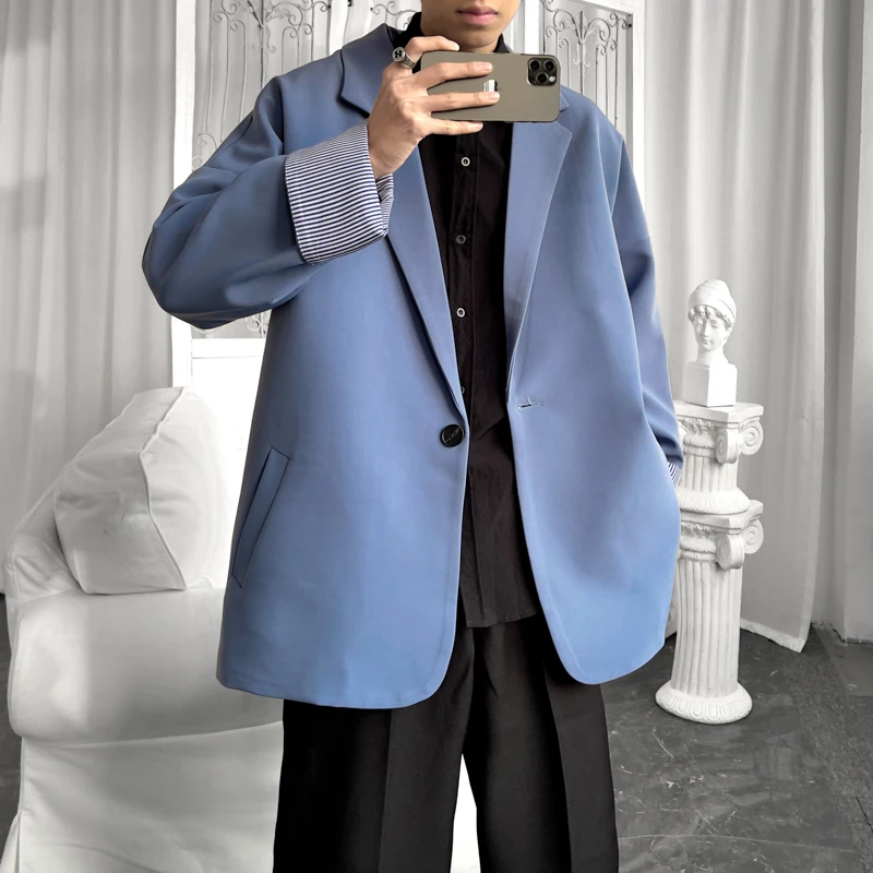 2022 новые роскошные классические мужские синие повседневные блейзеры в Корейском