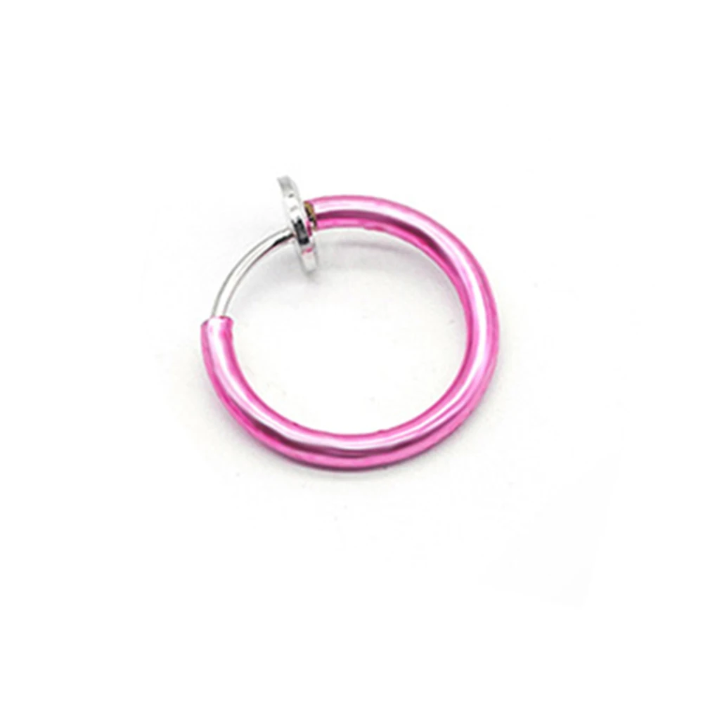 A-Pink 1 шт. клипсы обертывание серьги козелок из нержавеющей стали 2 кольца ухо манжеты клип нос кольцо поддельные пирсинг ювелирные изделия для тела Dilataciones Falsas - Окраска металла: A-Pink