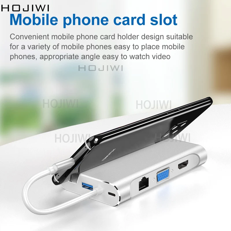 hojiwi 7 в 1 тип c концентратор usb c к hdmi 4k vga ад