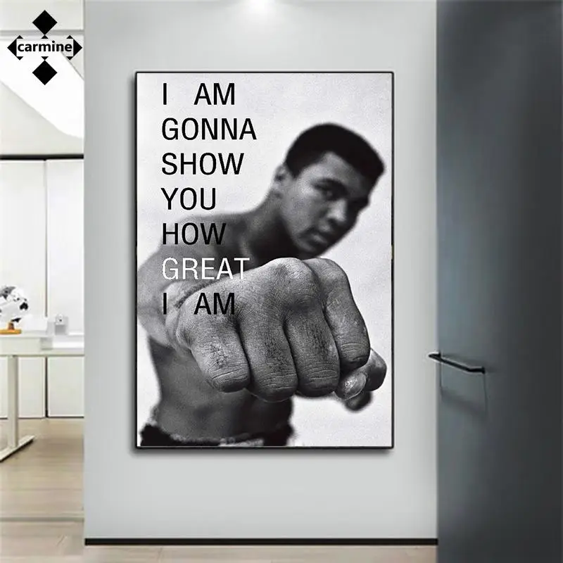 

Boxing Art Canvas Painting Muhammad Ali Wall Art Poster Black and White Letters Modern Print Picture for Living Room Decoration