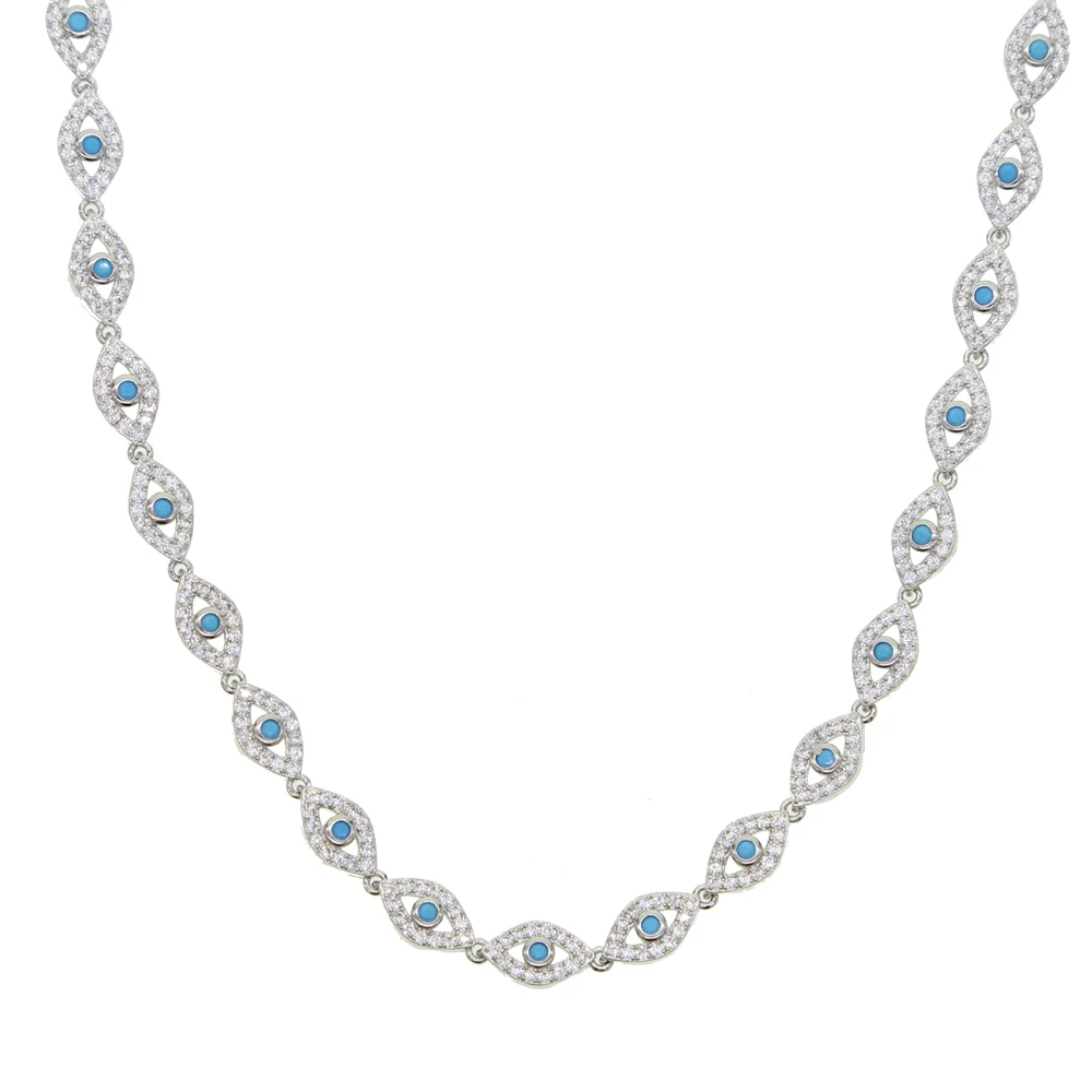 

paved full CZ Evil Eye pendant Necklace Women Ladies blue Necklaces Chain Girsl Jewelry Color Metal Trendy European jewelry