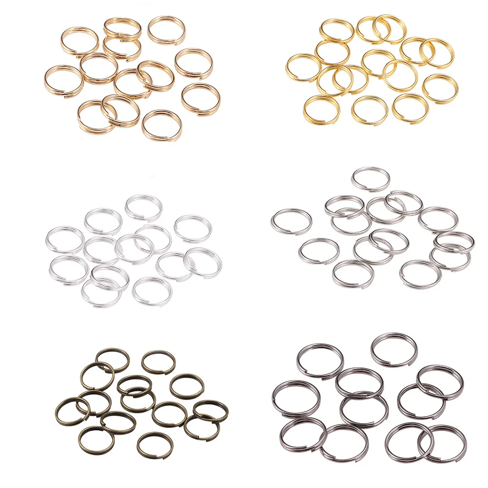 50-200 unids/lote 4-20mm oro Color doble salto anillos conectores de anillos partidos bucles para la fabricación de la joyería DIY resultados Accesorios