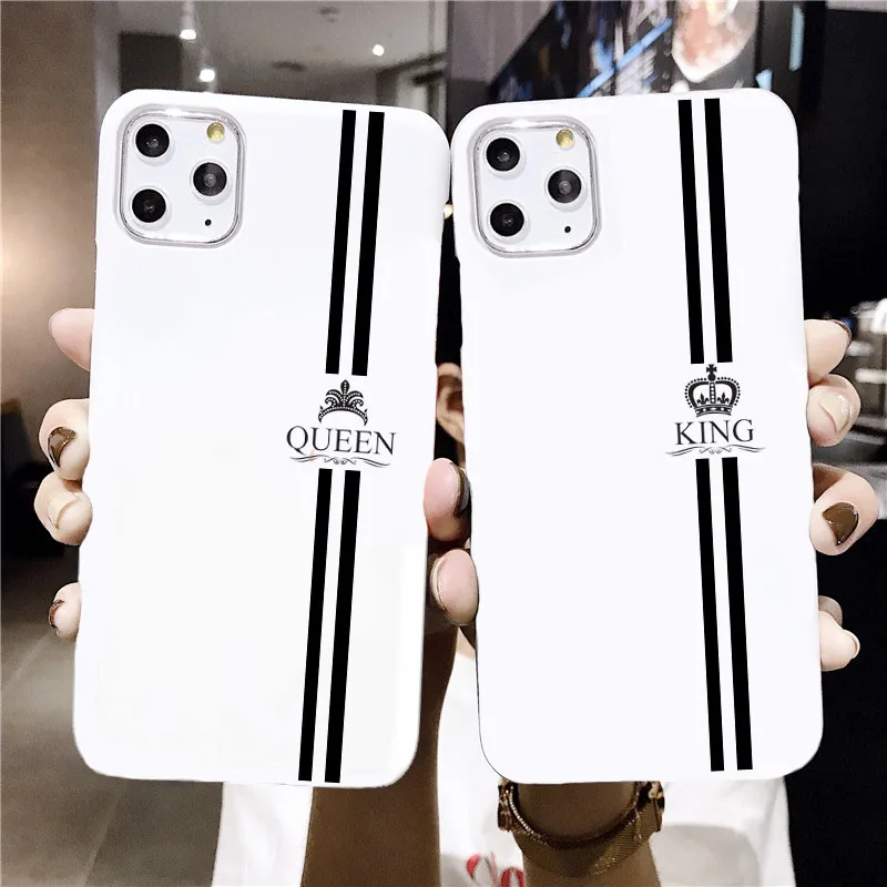 Роскошный Простой Модный чехол для телефона King Queen iPhone 11 11PRO MAX X 6S Plus 7 XR белый