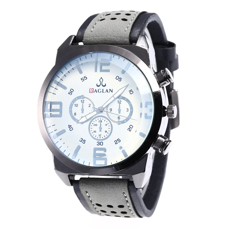 

Classic Three Eyes and Six Needles Blue Light Mirror Sports Style Men's Watch High-Grade Perforated Breathable Belt Quartz Watch