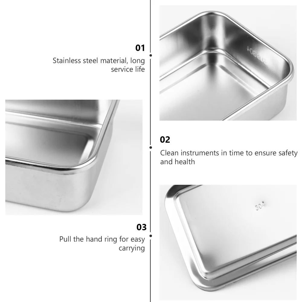 

Instrument Tray with Lid Tray Container Stainless Steel Tray 8 Inch