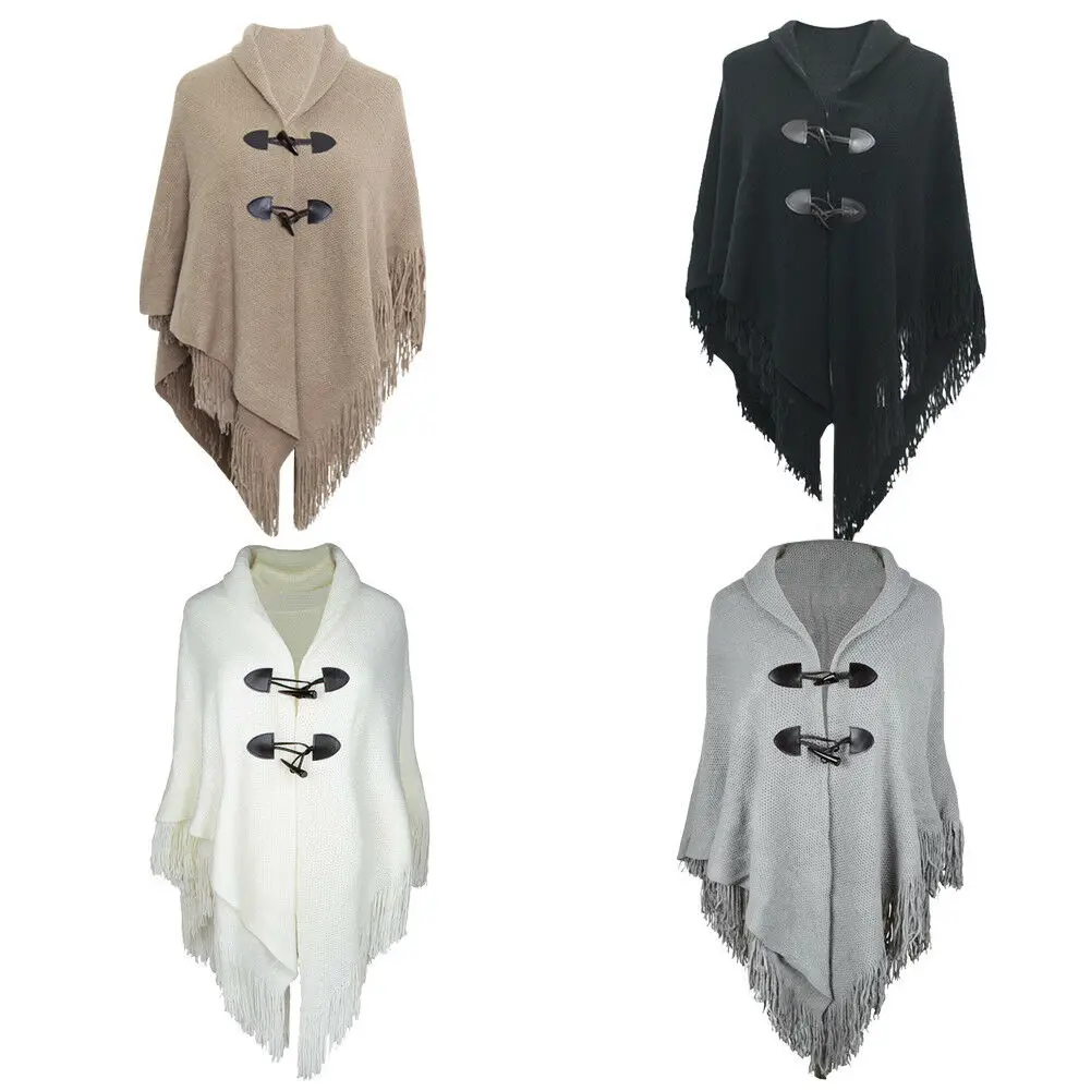 

Женское пончо, вязаный джемпер, свитер, куртка, пальто, накидка, шаль, плащ, зимний плотный Q *