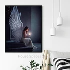 Картина на холсте Ангел молитвенный, постер с изображением девушек и свечей, печать в эстетике, для гостиной, домашний декор