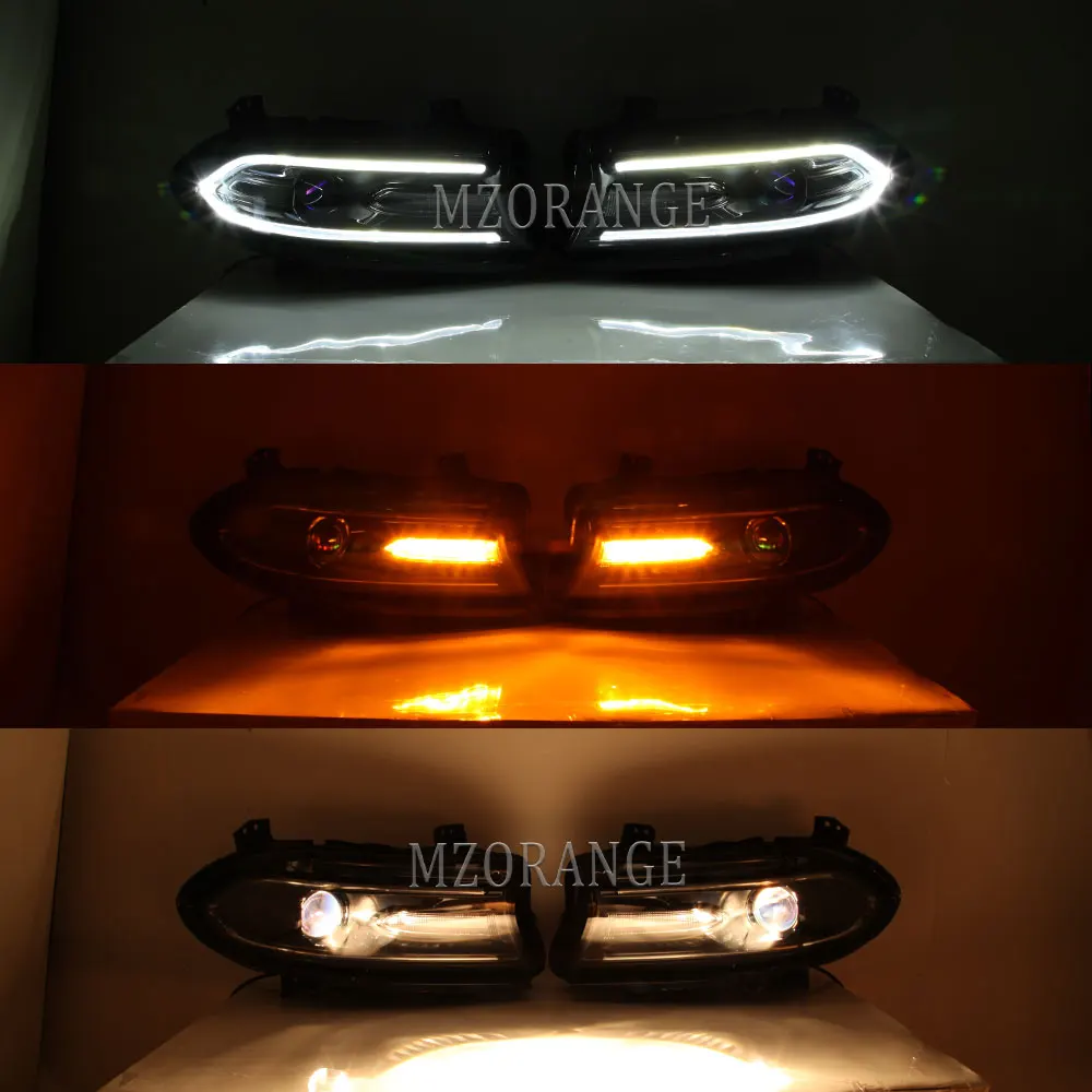 

halogen Headlights For Dodge Charger 2015-2019 DRL Flashing Turn Signal Project Headlamp Lights Car Accessories