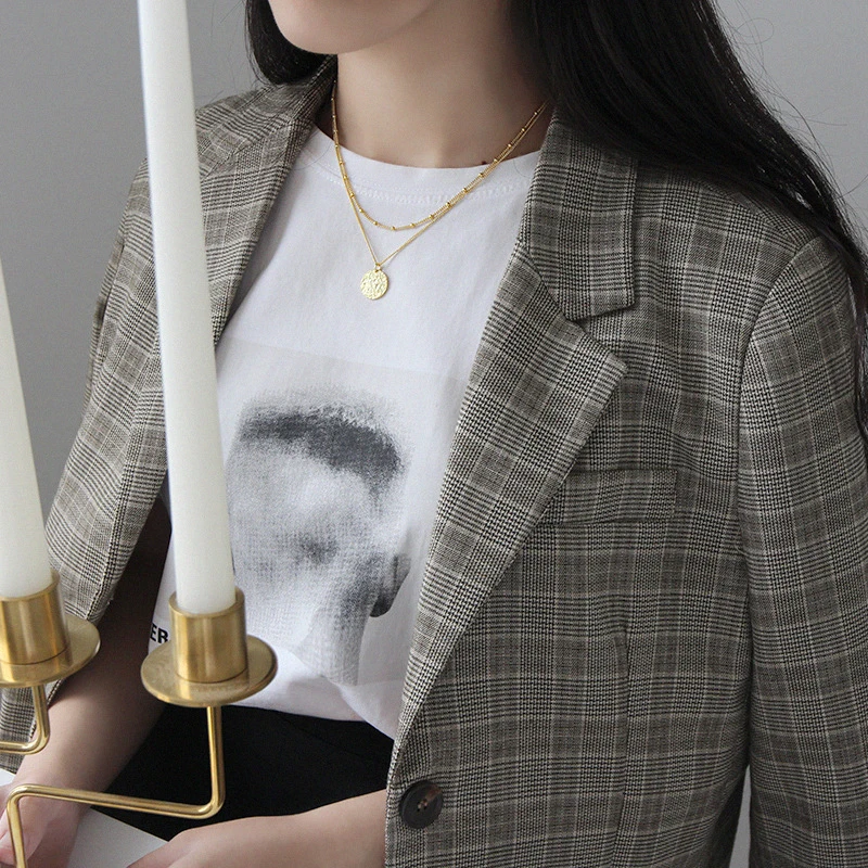 

Peri'sbox 925 Sterling Silver Textured Coin Necklace Gold Medallion Pendant Necklaces Minimalist Necklace collares de moda 2019