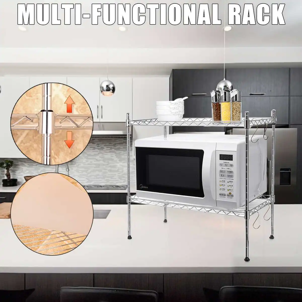 Органайзер кухонная полка для микроволновой печи металлическая