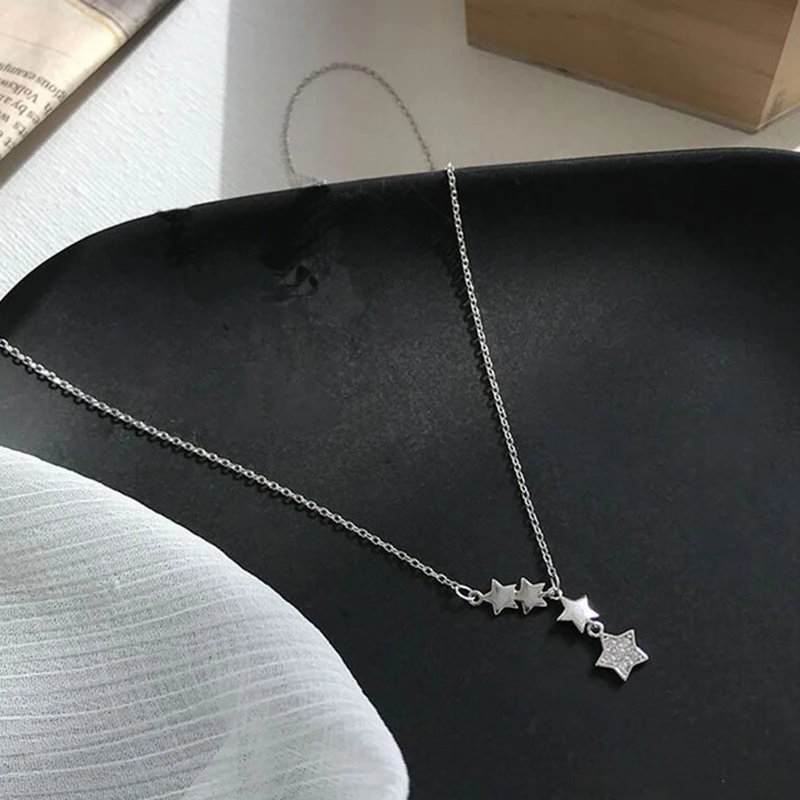 Женское Ожерелье из стерлингового серебра 925 пробы с кисточкой звездой кулон