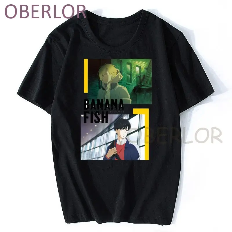 Популярная женская футболка с аниме принтом бананов и рыбок забавная уличная