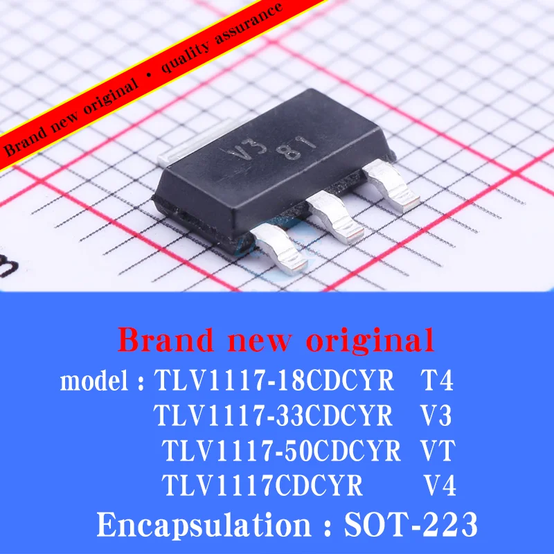 

50/Pcs Lot Brand new original TLV1117-18/33/50CDCYR TLV1117CDCYR T4/V3/VT/V4 LDO regulator IC chip SOT-223