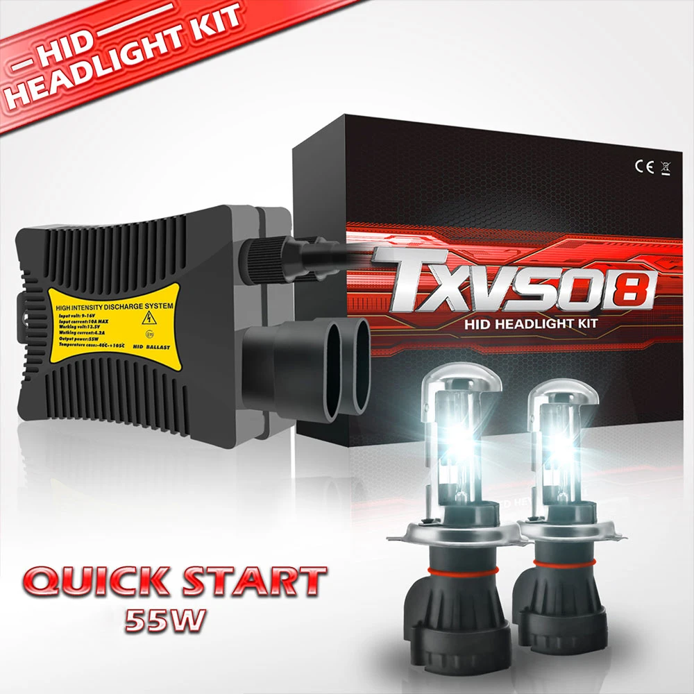 TXVSO8 Universal H4 Xenon Kit 12V HB2 Car Headlights Bulbs 55W 9003 HID Lamps 3000K 4300K 5000K 6000K 8000K 10000K 12000K Lights