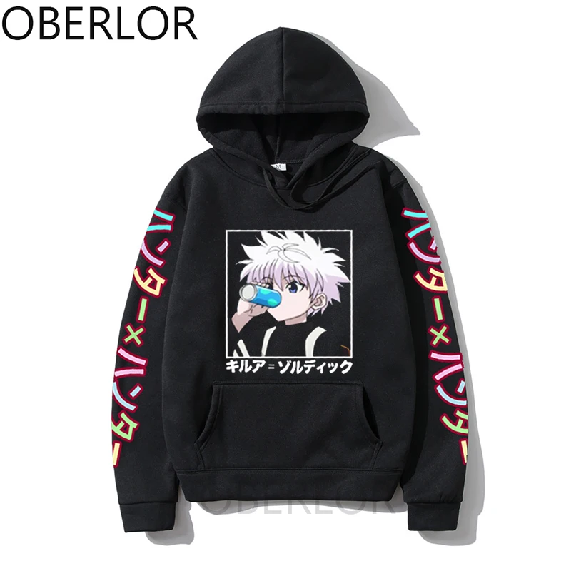 

Men Women Kawaii Hunter X Hunter Hoodies Killua Zoldyck Anime Manga Black Bluzy Hoodie Sweatshirt Tops Graphic Streetwear 90s