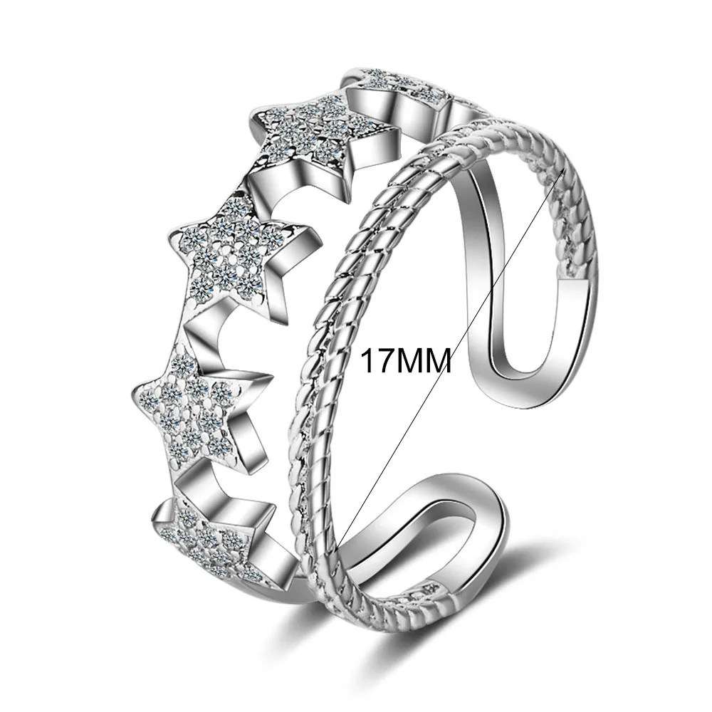 Женское кольцо MEETSOFT с серебряным покрытием простое регулируемое Двухслойное