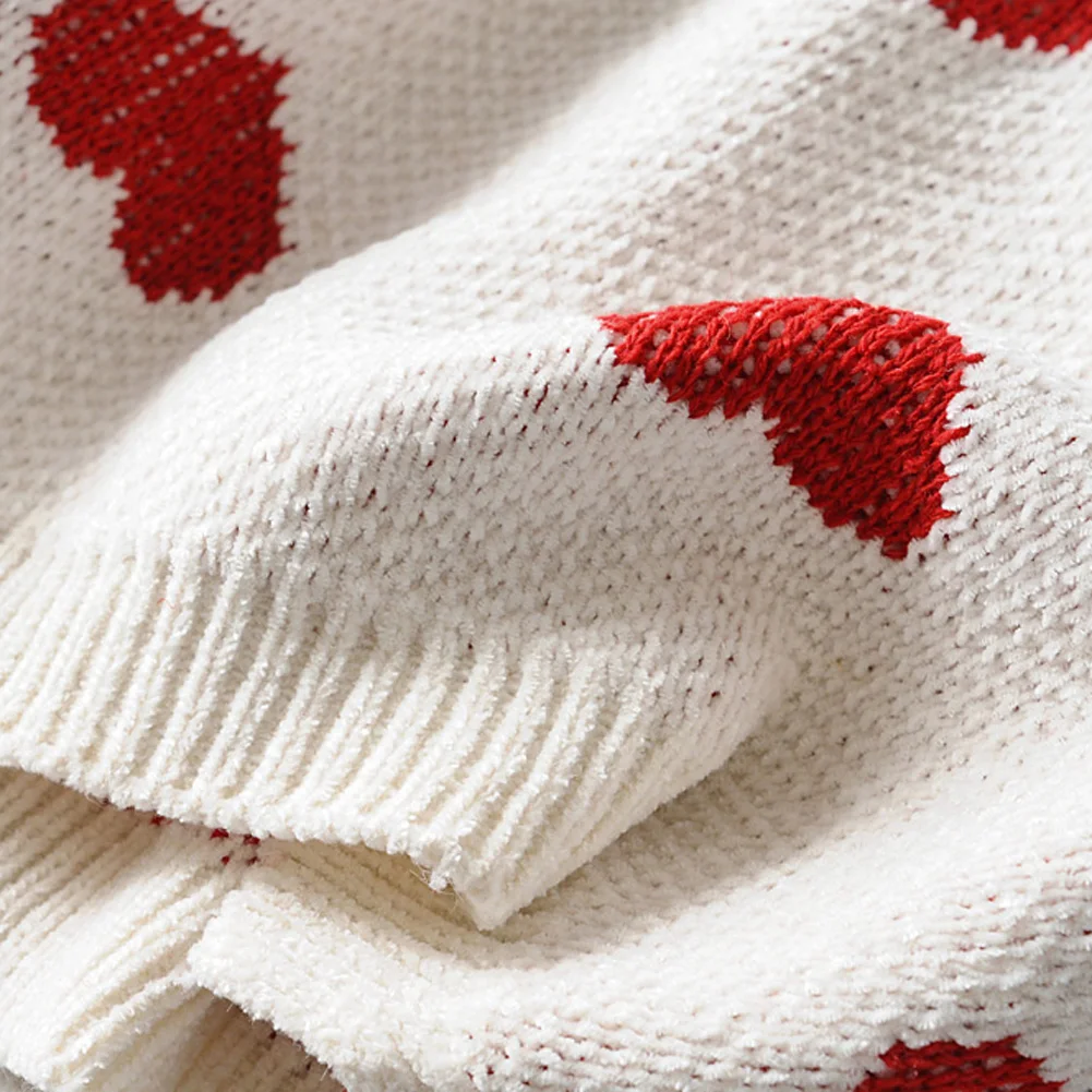 

Women Long Sleeve Heart Print Sweater Fashion Female Autumn Spring Loose Knit Tops Pullover Sweaters