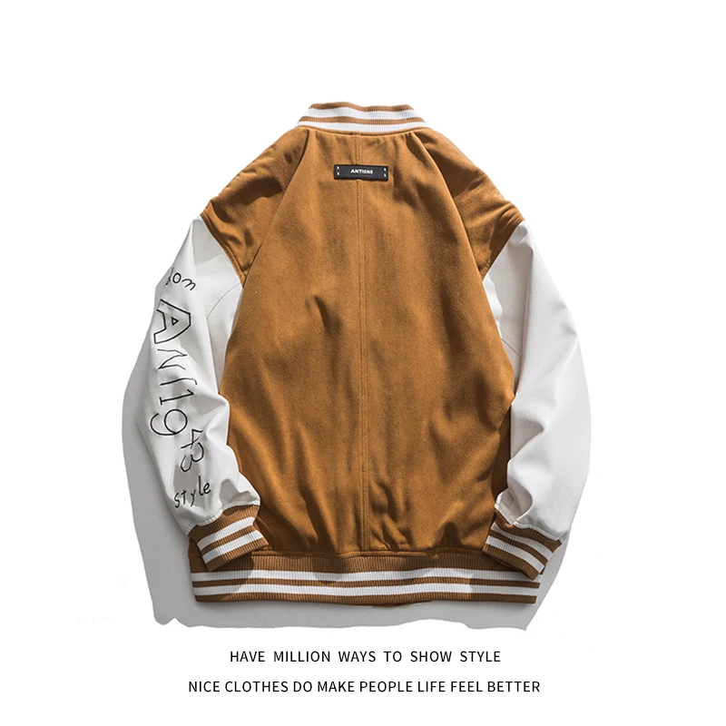 

2021 New Autumn Cupid Tag Letter Embroid Women's Oversize Baseball Bomber Jacket Unisex Men's Varsity Coat Couple Patchwork Chic
