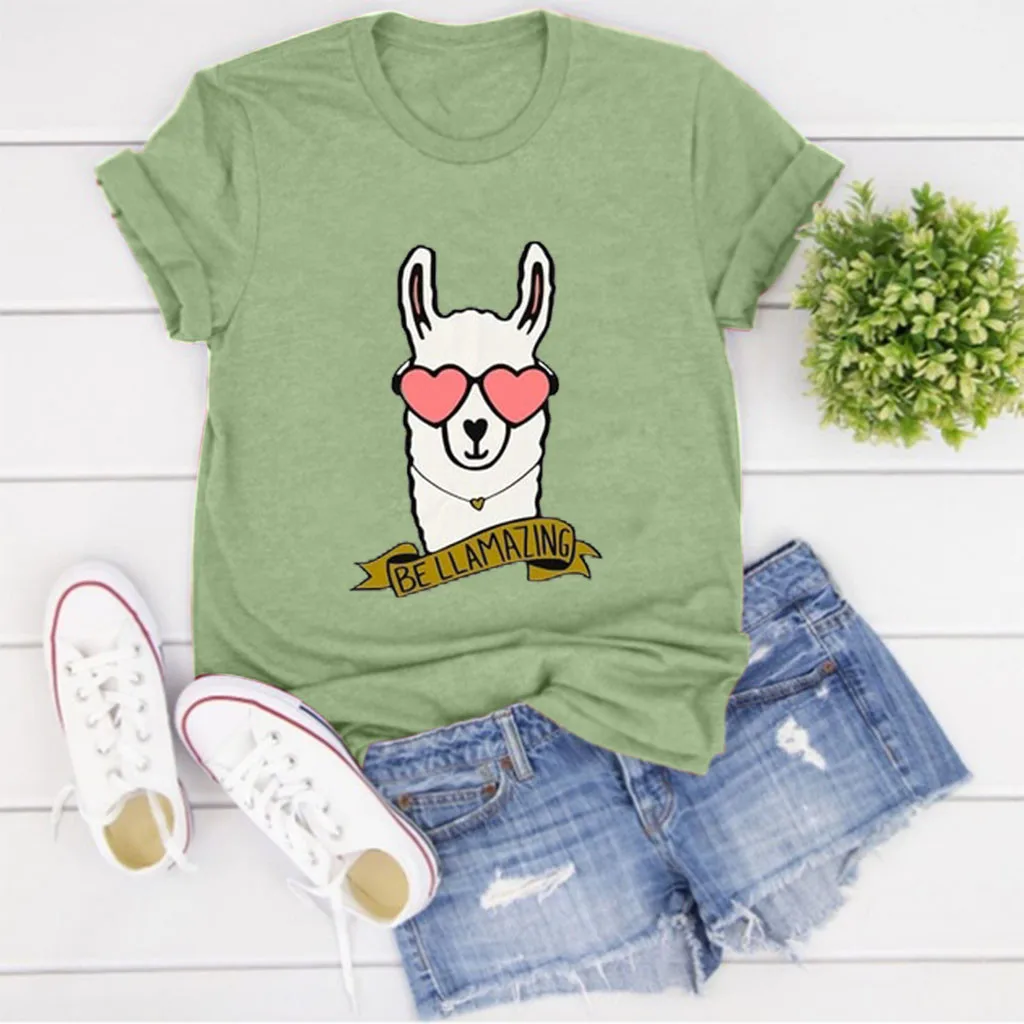 Cartoon Printed T Shirt Women Casual Loose O-neck Short Sleeved T-shirt Tops Clothes Camiseta Mujer Tshirt Haut Femme | Женская одежда