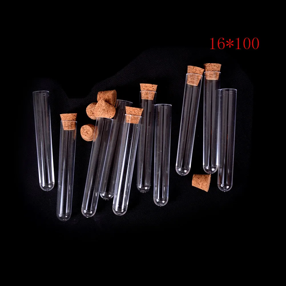 

10pcs 16*100mm Plastic Test Tube With Cork Clear Like Glass, Wedding Favor Gift Tube