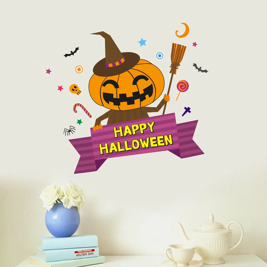 Симпатичная Наклейка на стену из ПВХ в виде тыквы Хэллоуин для дома гостиной фона