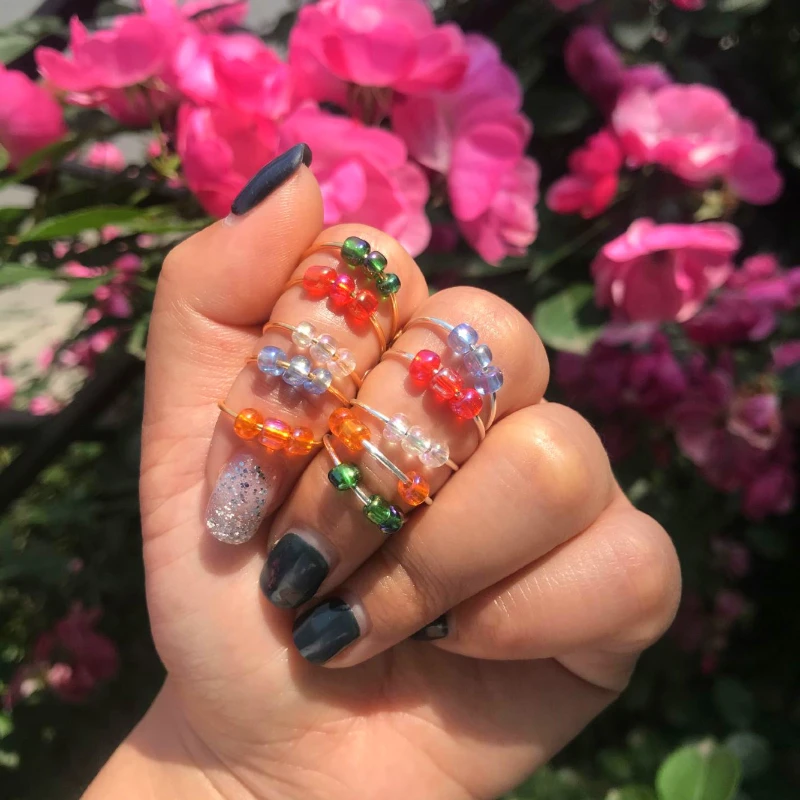 

3Pcs Fidget Beads Fidget Ring Spinner Single Coil Spiral Fidget Ring Beads Rotate Freely Anti Stress Anxiety Ring for Girl Women