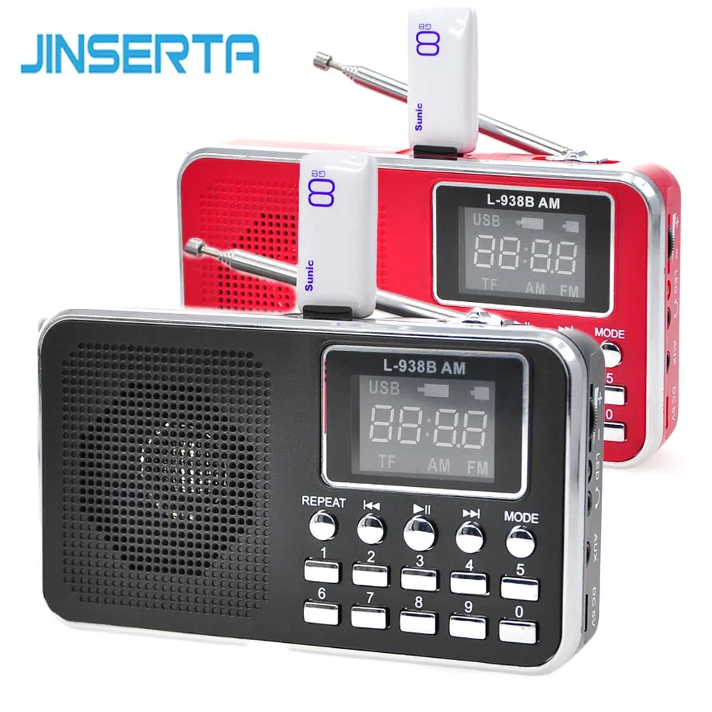 JINSERTA L-938B AM двухдиапазонный перезаряжаемый портативный мини карманный цифровой AM FM радио Поддержка USB TF SD карта U диск