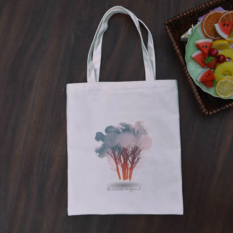Холщовая Сумка для покупок с рисунком дерева стильная сумочка-тоут ручной работы