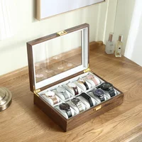 Casegrace Luxury 10-Slot Wooden Watch Storage Case With Key Women Men Gift Display Storage Large Wood Watch Organizer Box Casket