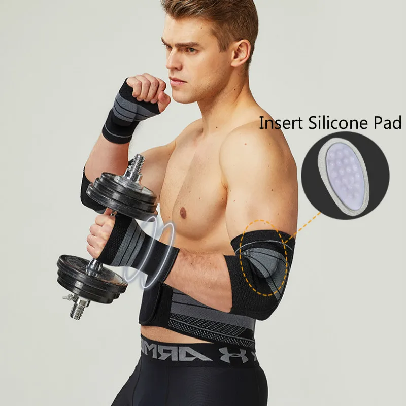 

2 шт. локоть Поддержка силиконовая Капа с гелевой вставкой защита локтя наколенники подтяжки дышащие; Впитывающие пот; Нарукавники теннис т...