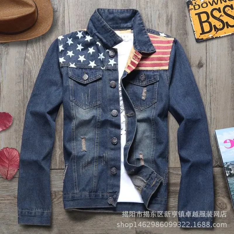Новый стиль модная мужская приталенная Мужская куртка джинсовое пальто зимняя