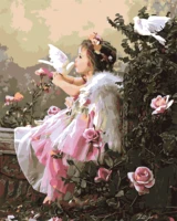 new diy oil painting paint by numbers kits 16x20 for adults beginner kids children linen canvas about angel angel girl
