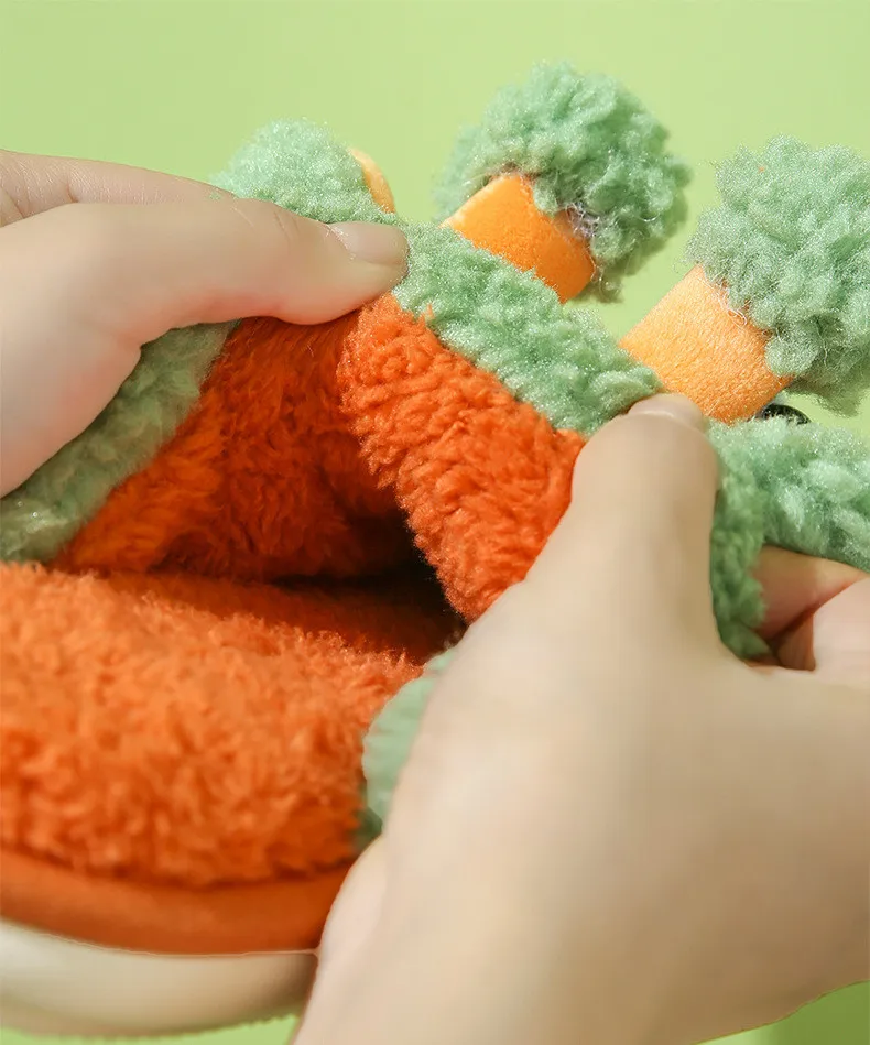 Unisex Corduroy House  Women Home Slippers Winter Warm Shoes Cotton Fashion Plush Home Slippers Flat Cute Animal  Slides Shoes