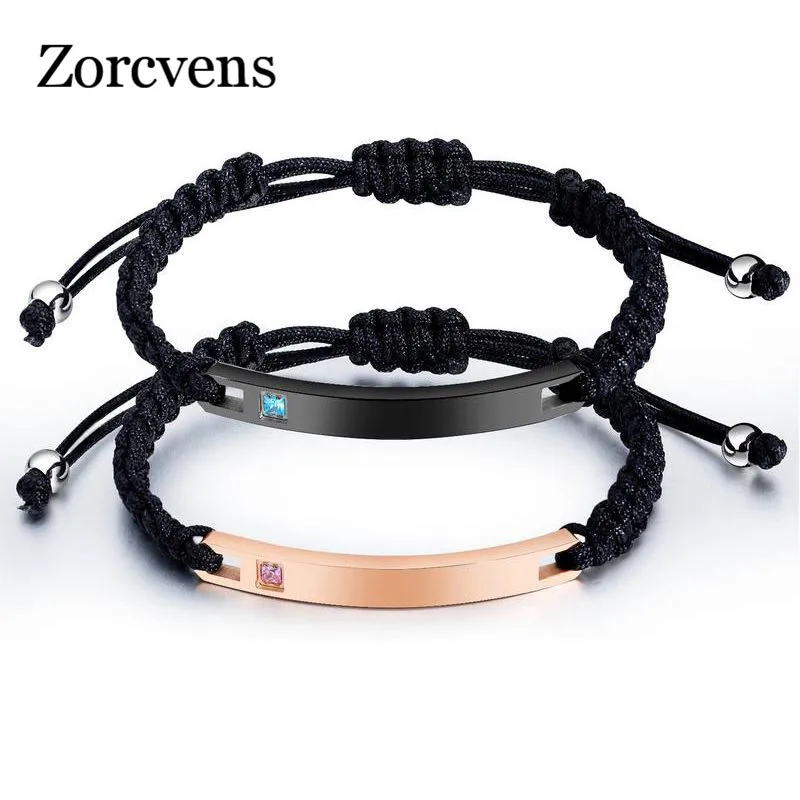 Браслет из нержавеющей стали с фианитами цвета розового золота | Украшения и