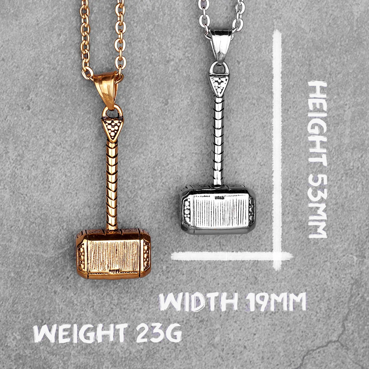 Мужской золотой Молот Тора Длинная модель панк хип-хоп для мальчиков мужские