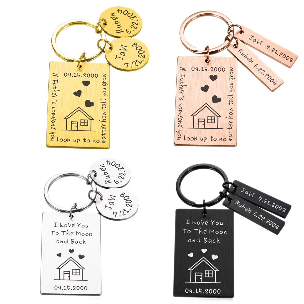 

Personalized Family Love Souvenirs Keyring Couple Valentine Keychain Customized Name Date Lover Gifts Wedding Keychains Presents