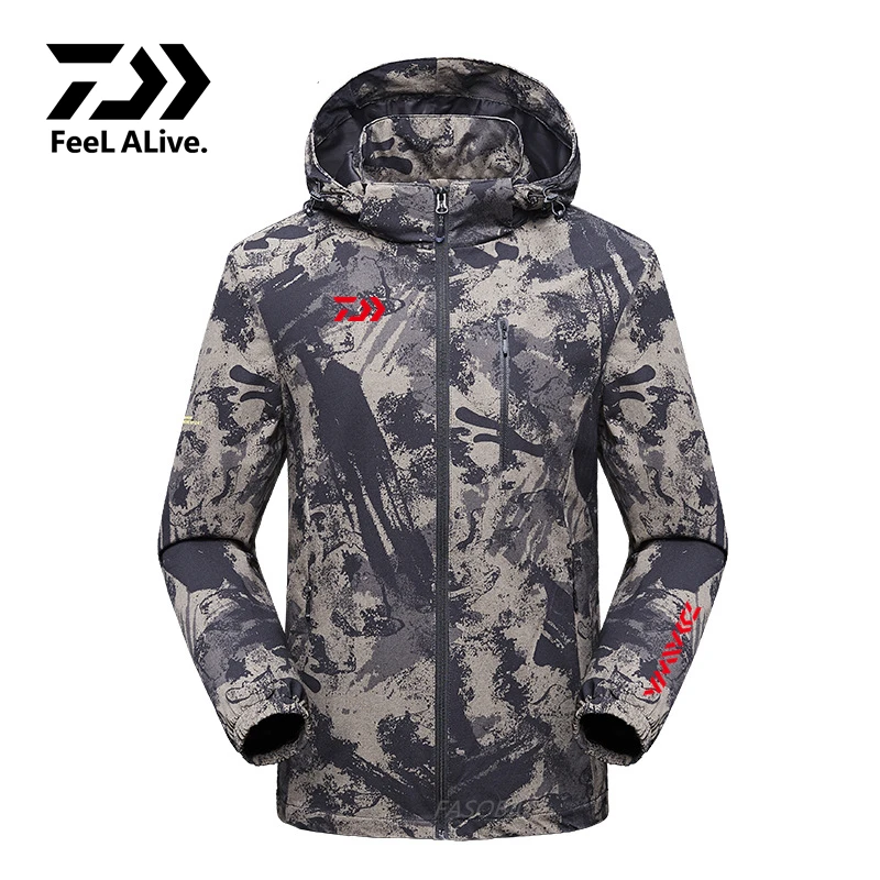 

Daiwa Autumn Winter Windproof Plus Velvet Fishing Clothes Camouflage Hooded Fishing Clothing Outdoor Men's Fishing Jackets