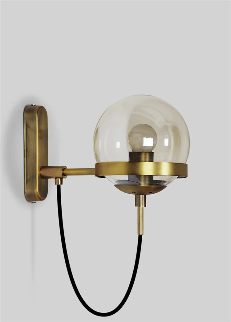 Lustra lampa скандинавский винтажный светодиодный настенный светильник со стеклянным