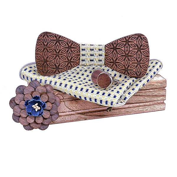 Взрывные модели деревянный галстук бабочка для свадьбы Розовый квадратная брошь