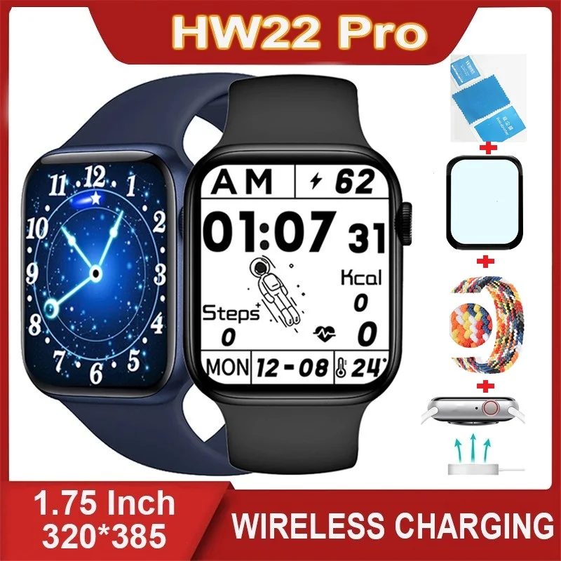 

HW22 Pro Max Wireless Charger 44 MM Strap Smart Watch Bluetooth Call Double Button Relogios Smartwatch 2021 Zegarek Meski Pk Iwo