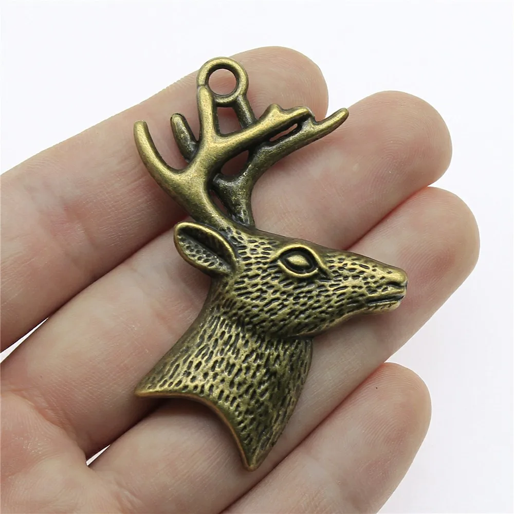 

2pcs 60x43mm Pendant Deer Head Reindeer Charm Pendants For Jewelry Making Deer Head With Antlers Pendants